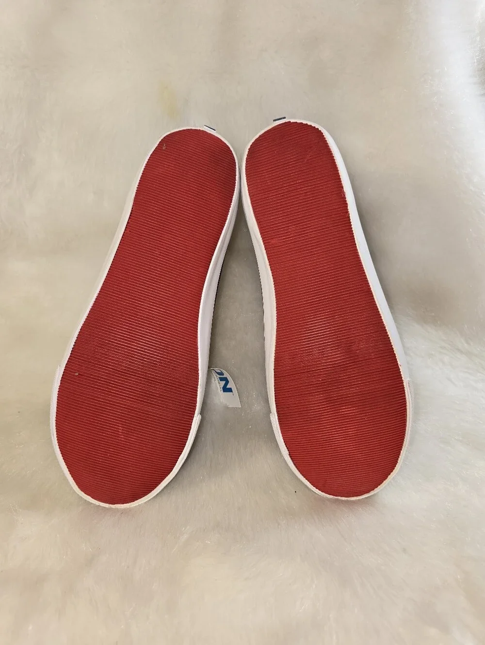 Lands End Girls Navy Canvas Ballet Flats with Red Gingham Trim & Bow